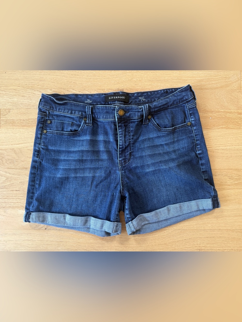 Liverpool Cuffed Blue Denim Shorts